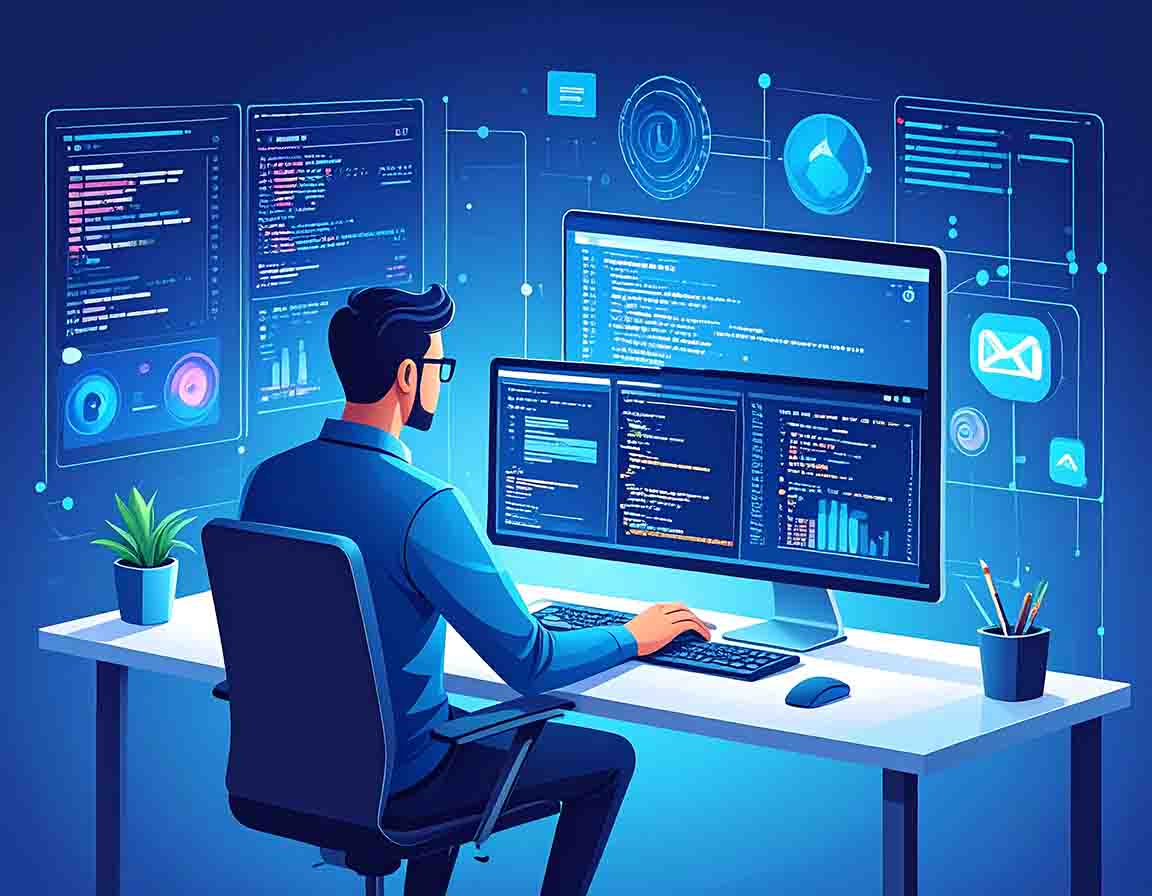 Developer using AI tools while coding